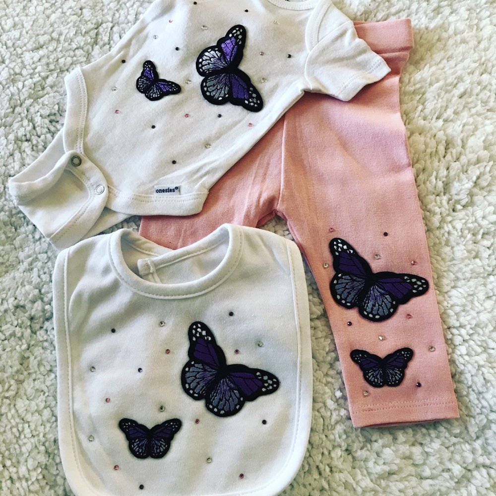 3pc Butterfly Bling Set